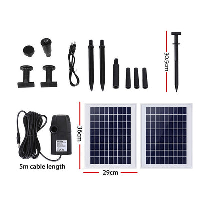 Gardeon Solar Pond Pump Submersible Water Fountain Kit with 2 Panels 1600L/H