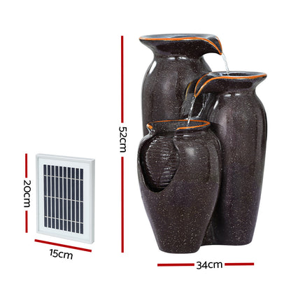 Gardeon Solar Fountain Water Fountain Feature Cascading Fountain LED Lights 76CM Grey