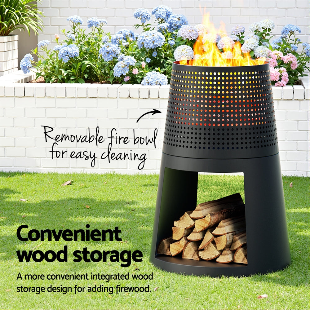 Grillz Fire Pit Deep Bowl Iron Outdoor Fireplace