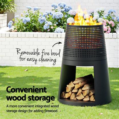 Grillz Fire Pit Deep Bowl Iron Outdoor Fireplace