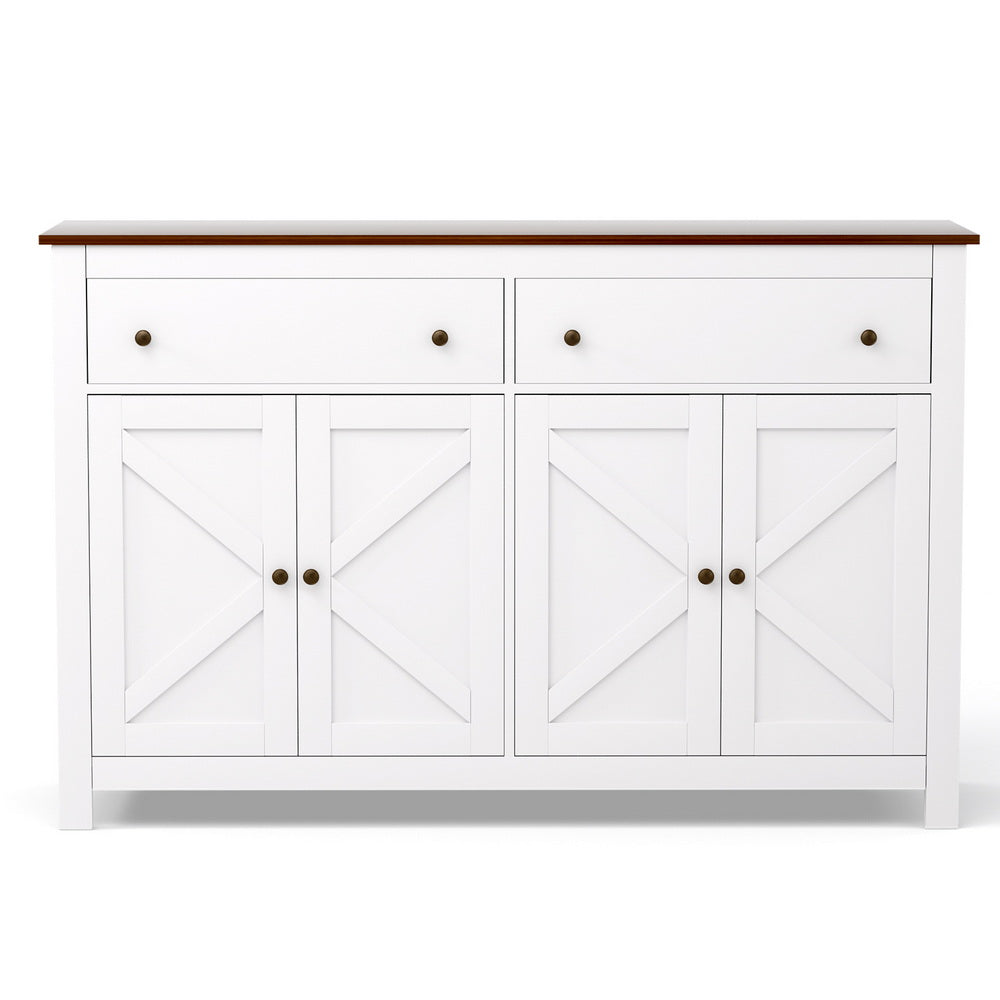 Artiss Buffet Sideboard Storage Cabinet Kitchen Cupboard 2 Drawers 140CM White