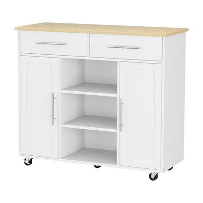 Artiss Kitchen Island Trolley Rolling Serving Cart Storage Drawer Cabinet 100cm White