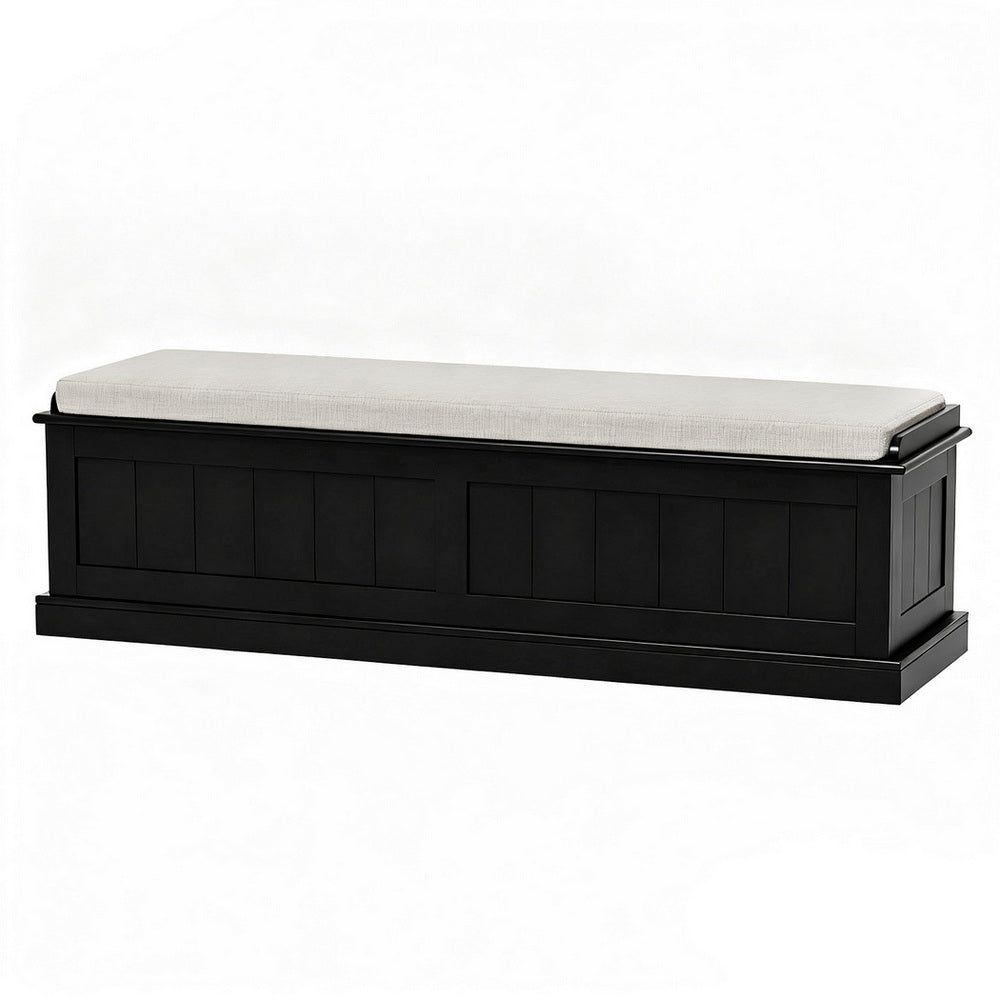 Artiss Storage Ottoman Blanket Box 140cm Fluted Black