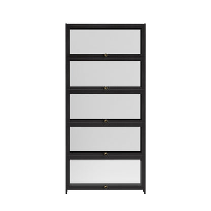 Artiss 5-Tier Display Cabinet Storage Bookshelf Clear Shelf Black