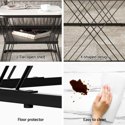 Artiss Nesting Coffee Table Set of 2 Marble Effect