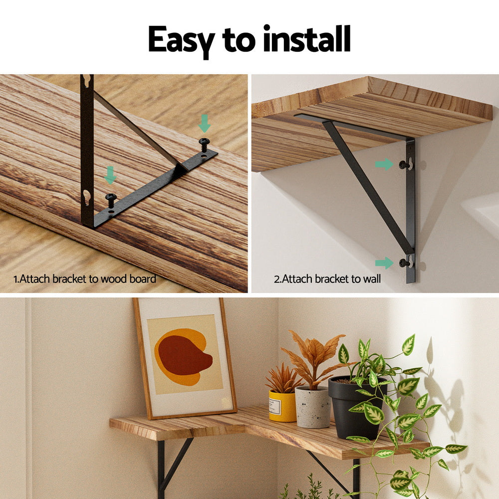 Artiss Floating Wall Shelf Corner Shelves Set of 4 Wood