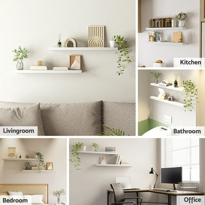 Artiss Floating Wall Shelf Set of 2 White 90CM