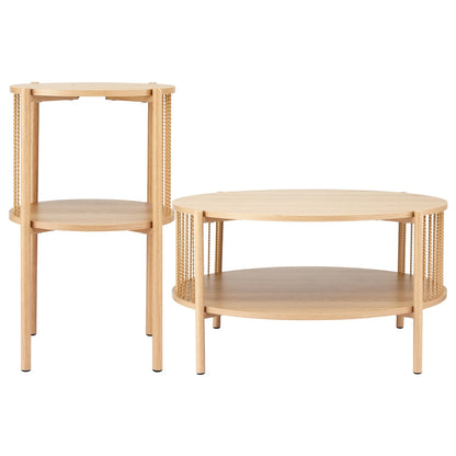 Artiss Coffee Table 2-Tier Round Wood