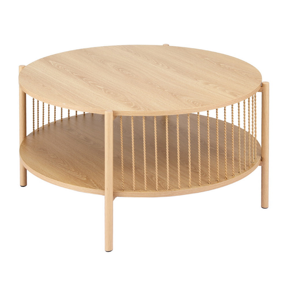 Artiss Coffee Table 2-Tier Round Wood