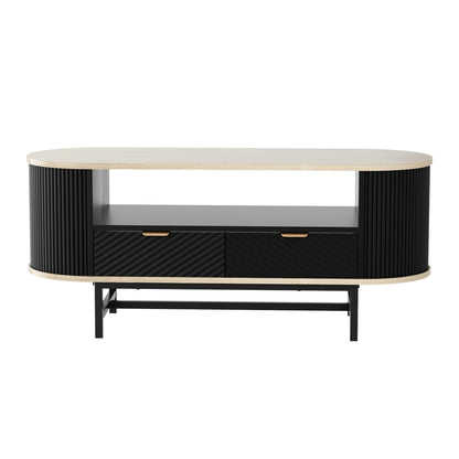Artiss Coffee Table Drawer Shelf Wood&Black