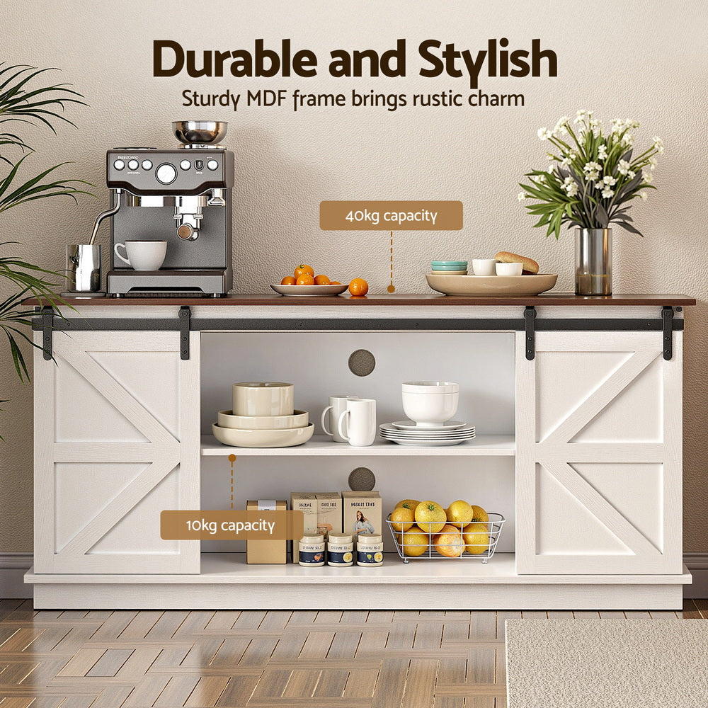 Artiss Buffet Sideboard Storage Cabinet Kitchen Cupboard Sliding Doors White