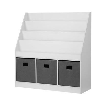 Keezi Kids Bookshelf 4 Tiers Magazine Rack Toy Box Organiser Storage Display Shelf