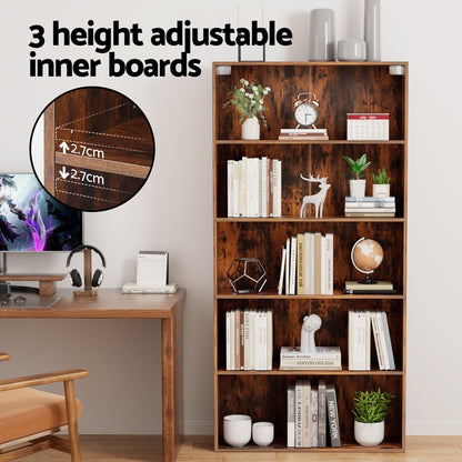 Artiss Bookshelf 5 Tiers Walnut