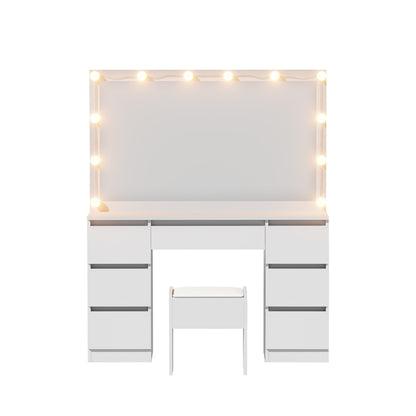 Artiss Dressing Table Vanity Desk Set Stool 12 Led Bulbs White