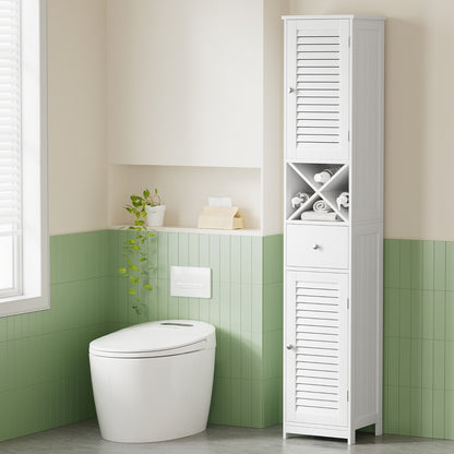 Artiss Bathroom Storage Cabinet 170cm Tall Slim Organiser Toilet Corner Adjustable Shelf Louver Door White