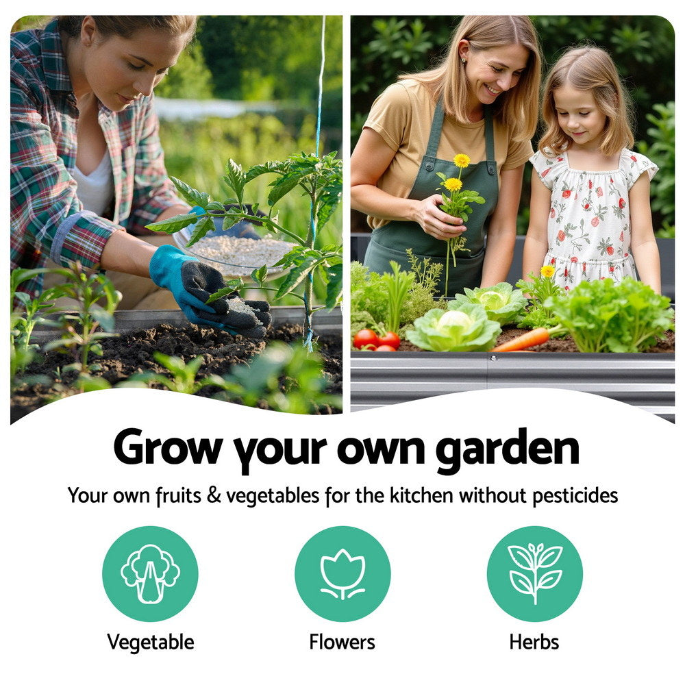 Green Fingers Garden Bed 240X80X56cm Oval Planter Box