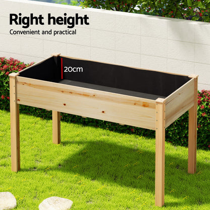 Green Fingers Raised Garden Bed 2x Elevated 120x60x80cm Wooden Planter Box Container