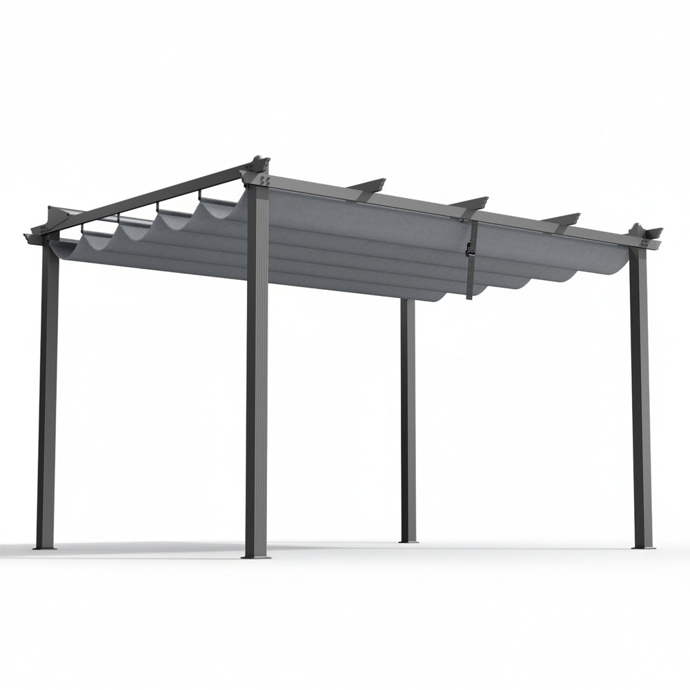 Instahut Gazebo Outdoor Garden Pergola Aluminium Frame Adjustable Canopy 3x4m Grey