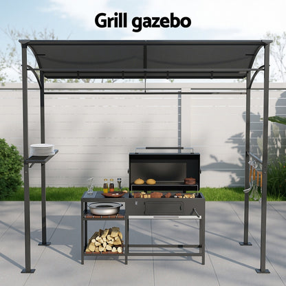 Instahut Gazebo Outdoor BBQ Grill Patio Garden Marquee Shade Shelter Shelf Hooks Grey