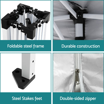 Instahut Gazebo 3x3 Pop Up Marquee Folding Tent Wedding Gazebos Camping Outdoor Canopy White