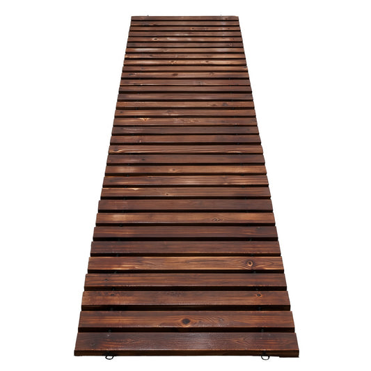 Gardeon 8FT Wooden Garden Pathway Roll-Out Straight Walkway Outdoor Backyard Charcoal Brown