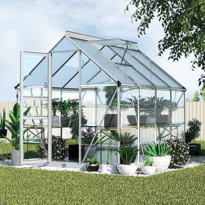 Green Fingers Greenhouse 2.48x1.89x2M Aluminium Polycarbonate Green House Garden Shed