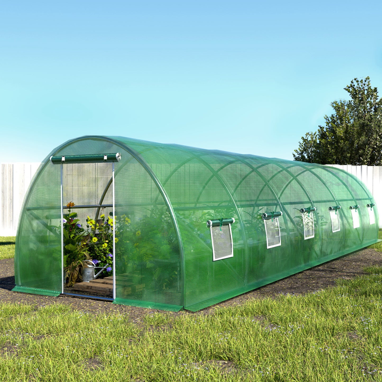 Green Fingers Greenhouse 9x3x2M Walk in Green House Tunnel Plant Garden Shed Dome