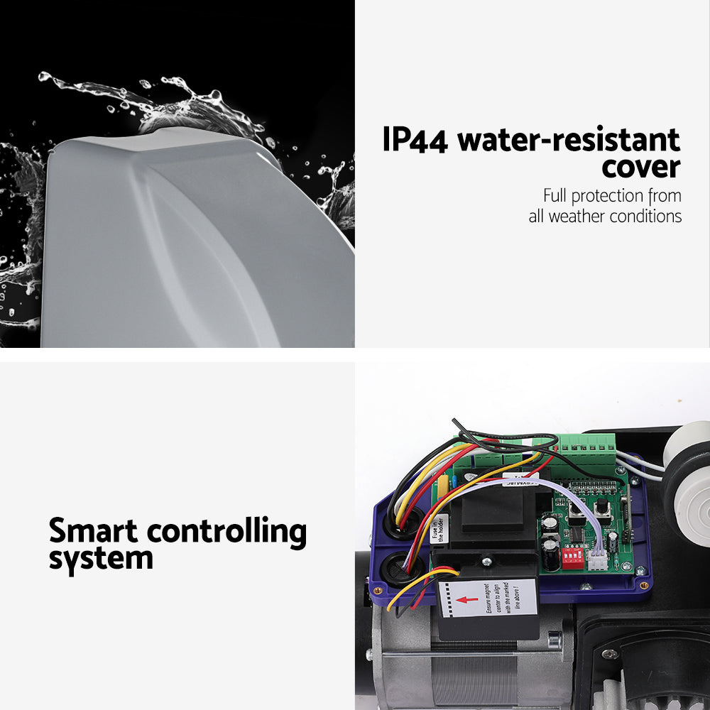 Gray opener cover with water-splash effect and visible internal control electronics