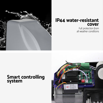 Gray opener cover with water-splash effect and visible internal control electronics