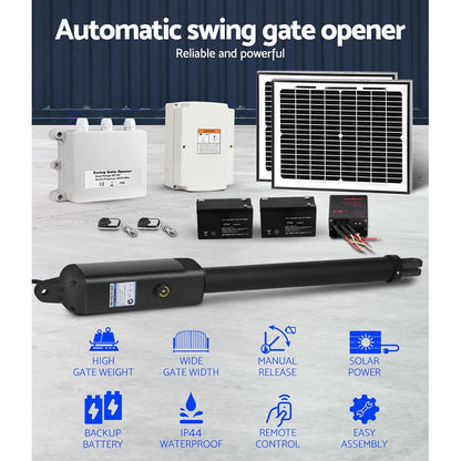 Single Swing Gate Opener 600KG 20W Solar Panel