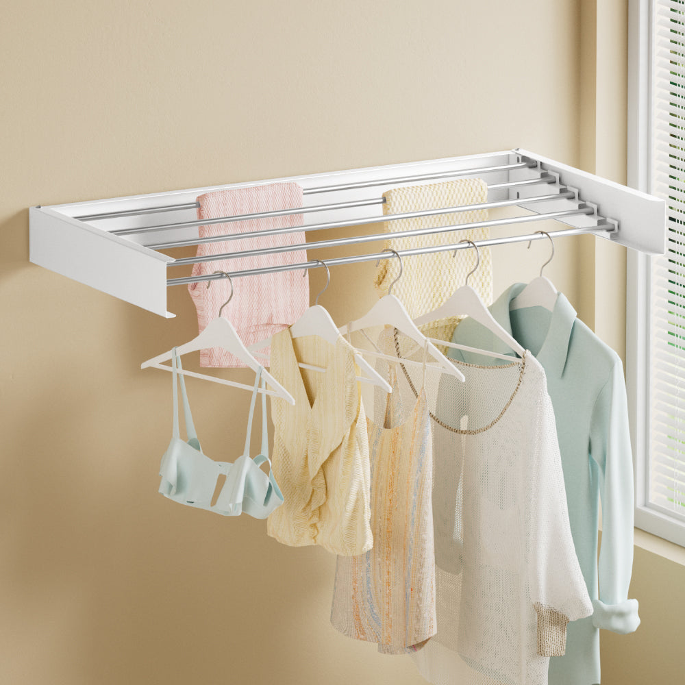 Artiss Clothes Rack Wall Mounted Airer Foldable White
