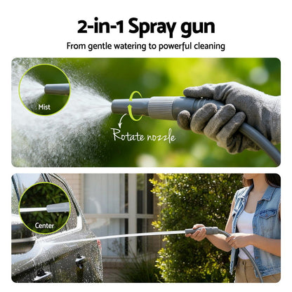 Green Fingers 20m Retractable Garden Hose Reel Heavy Duty 1/2inches Hose Auto Rewind