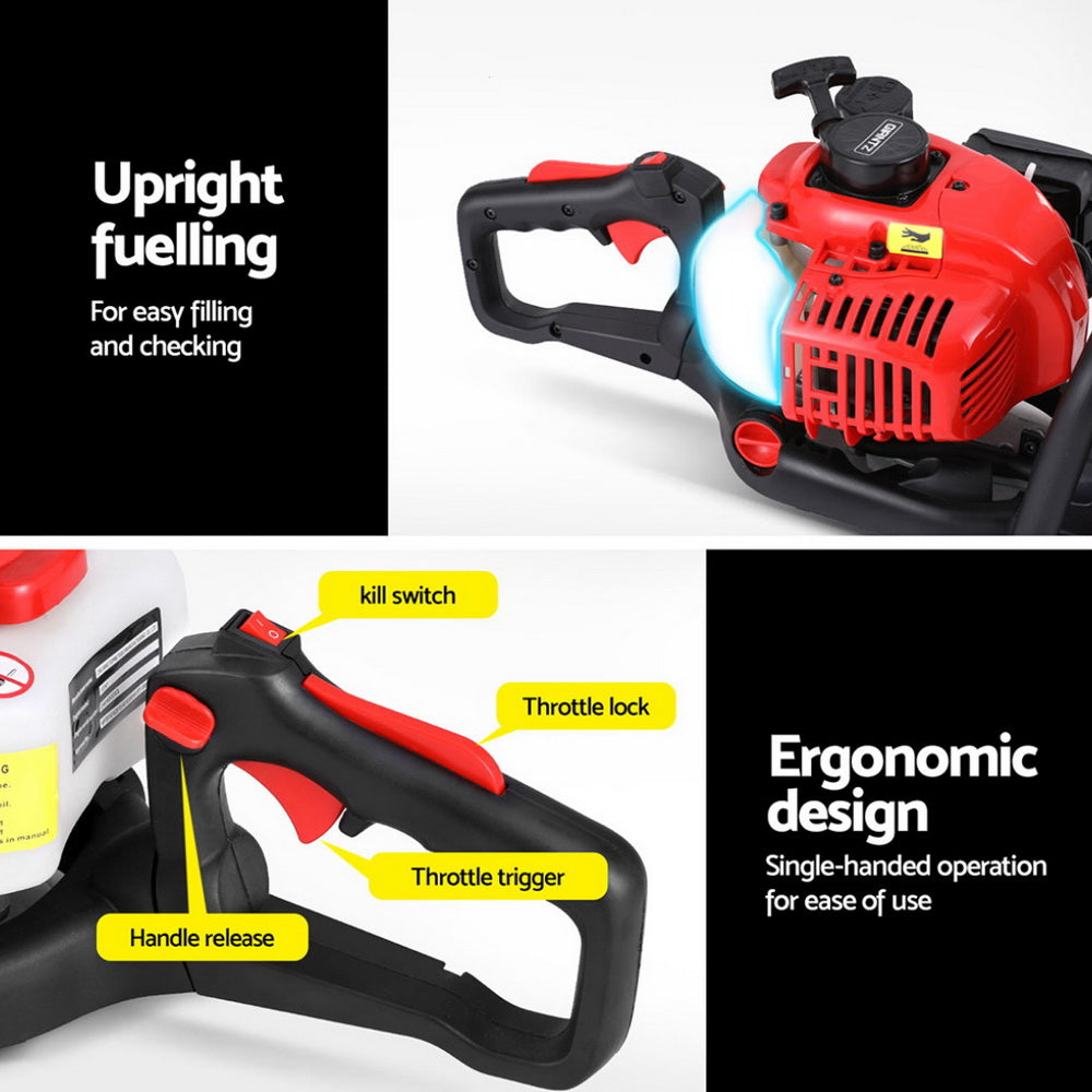 Giantz 25.4CC Petrol Hedge Trimmer 24inches Dual Blade Tree Grass Garden Tool