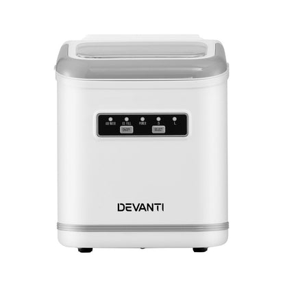 Devanti Ice Maker Machine Portable 12kg Countertop w/Self Cleaning 1.3L White