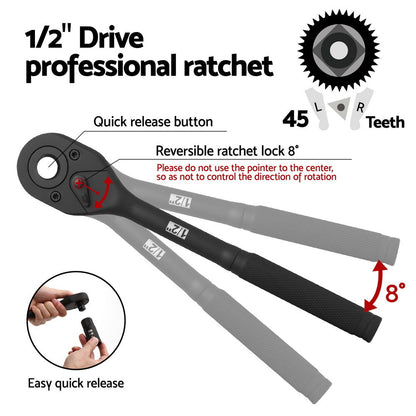 Giantz 30Pc 1/2inches Drive Socket Set Cr-V Steel 8-32mm Workshop Repair
