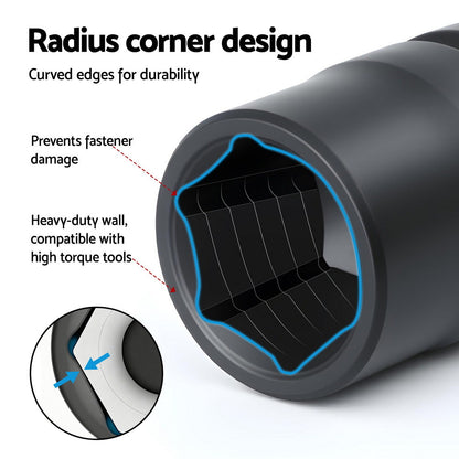 Giantz 30Pc 1/2inches Drive Socket Set Cr-V Steel 8-32mm Workshop Repair