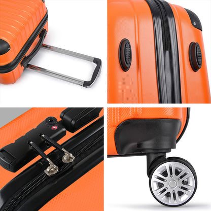 Wanderlite 20-24-28 Inch Luggage 3Set with TSA Lock Spinner Carry On Hard Shell Travel Suitcase Luggage Case Orange