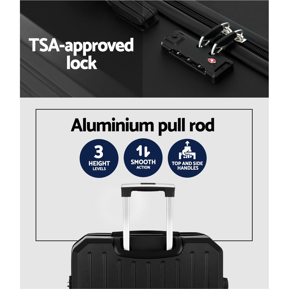 Wanderlite 28-inch Luggage Set with TSA Lock�ABS Hard Shell Travel Suitcase Organiser Luggage Case Black