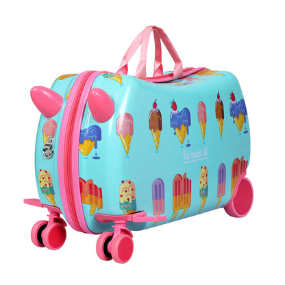 Wanderlite 17inches Kids Ride On Luggage Children Suitcase Trolley Travel Ice Cream
