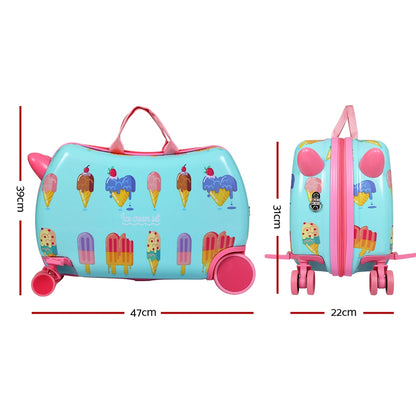 Wanderlite 17inches Kids Ride On Luggage Children Suitcase Trolley Travel Ice Cream