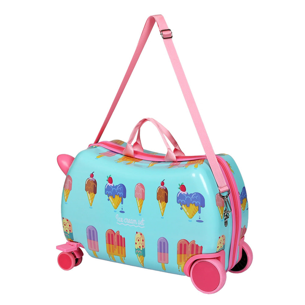 Wanderlite 17inches Kids Ride On Luggage Children Suitcase Trolley Travel Ice Cream