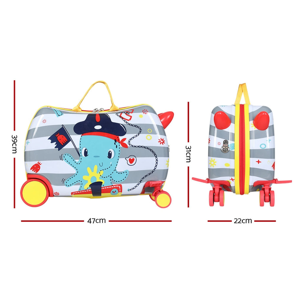 Wanderlite 17inches Kids Ride On Luggage Children Suitcase Trolley Travel Octopus