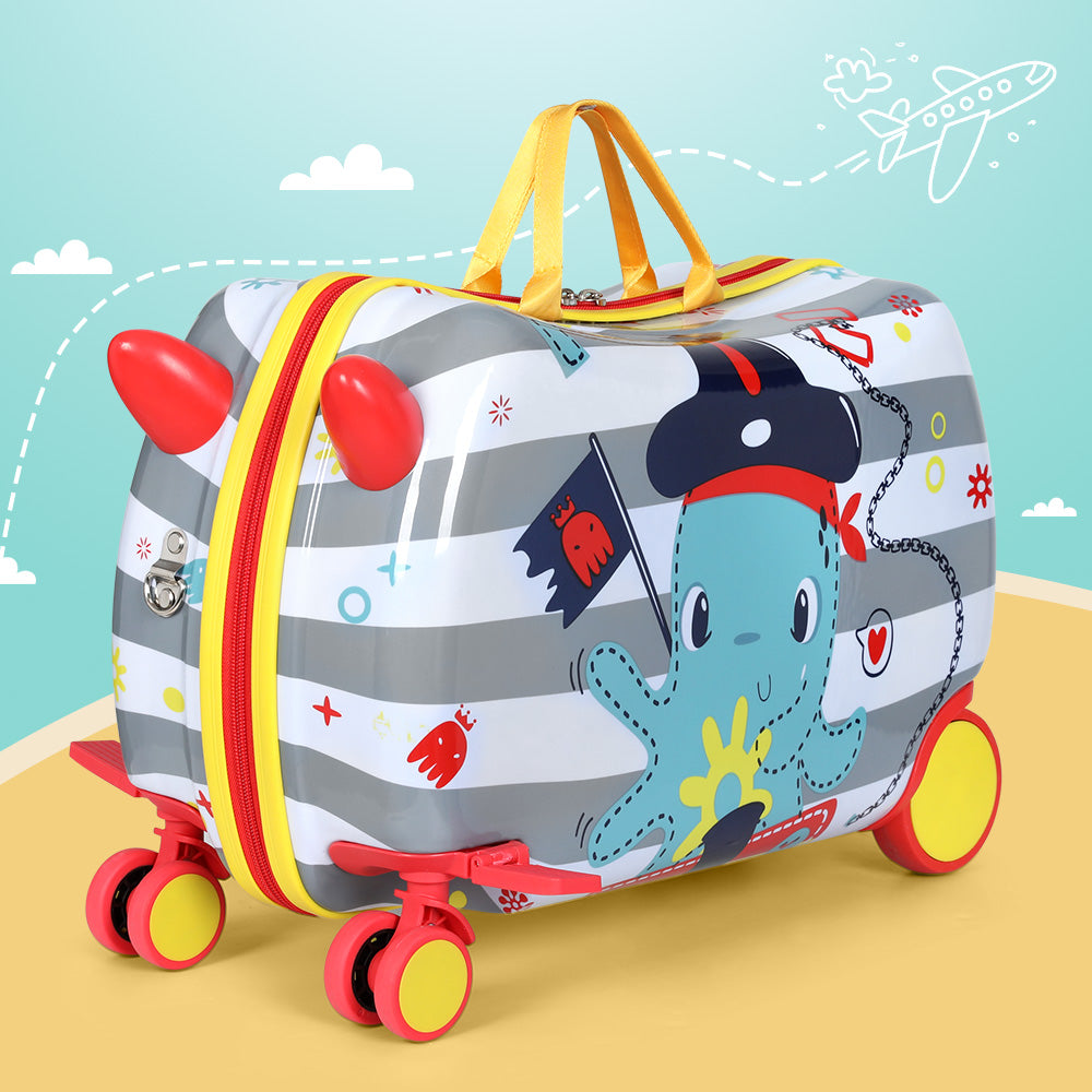 Wanderlite 17inches Kids Ride On Luggage Children Suitcase Trolley Travel Octopus