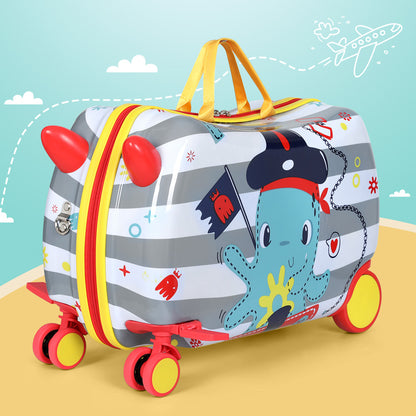 Wanderlite 17inches Kids Ride On Luggage Children Suitcase Trolley Travel Octopus