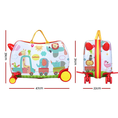 Wanderlite 17inches Kids Ride On Luggage Children Suitcase Trolley Travel Zoo