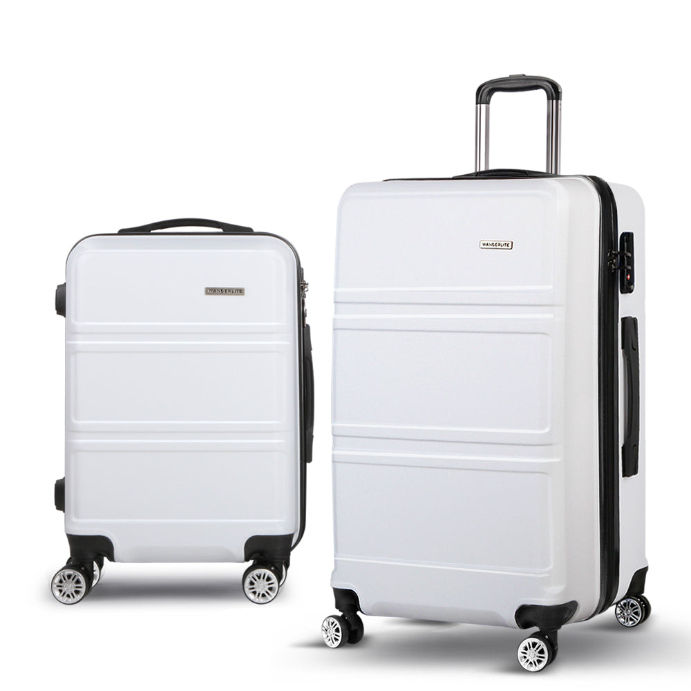 Wanderlite 20inches 28inches Luggage with TSA Lock Spinner Travel Suitcase Carry On Hard Shell Luggage Case White