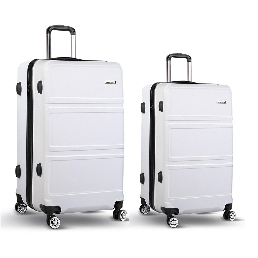 Wanderlite 20inches 28inches Luggage with TSA Lock Spinner Travel Suitcase Carry On Hard Shell Luggage Case White