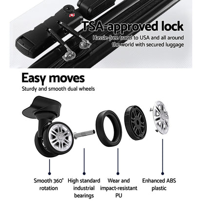 Wanderlite 20inches 28inches Luggage with TSA Lock Spinner Travel Suitcase Carry On Hard Shell Luggage Case White