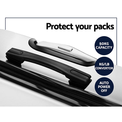 Wanderlite 20inches 28inches Luggage with TSA Lock Spinner Travel Suitcase Carry On Hard Shell Luggage Case White