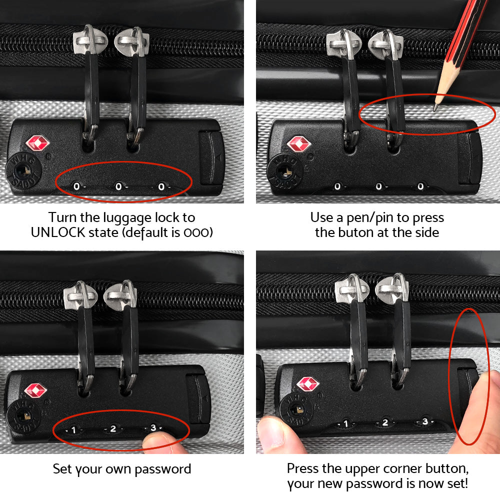 Wanderlite 20inches 28inches Luggage with TSA Lock Spinner Travel Suitcase Carry On Hard Shell Luggage Case White